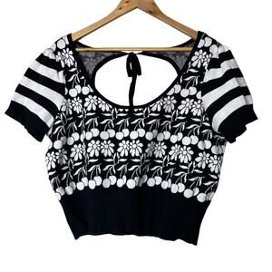 Maeve Trixie Sweater Tee Shirt Boho Indie Casual Floral Cropped Size XL